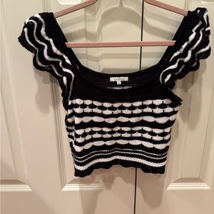 Z Supply Black and White Knit Crop Top
